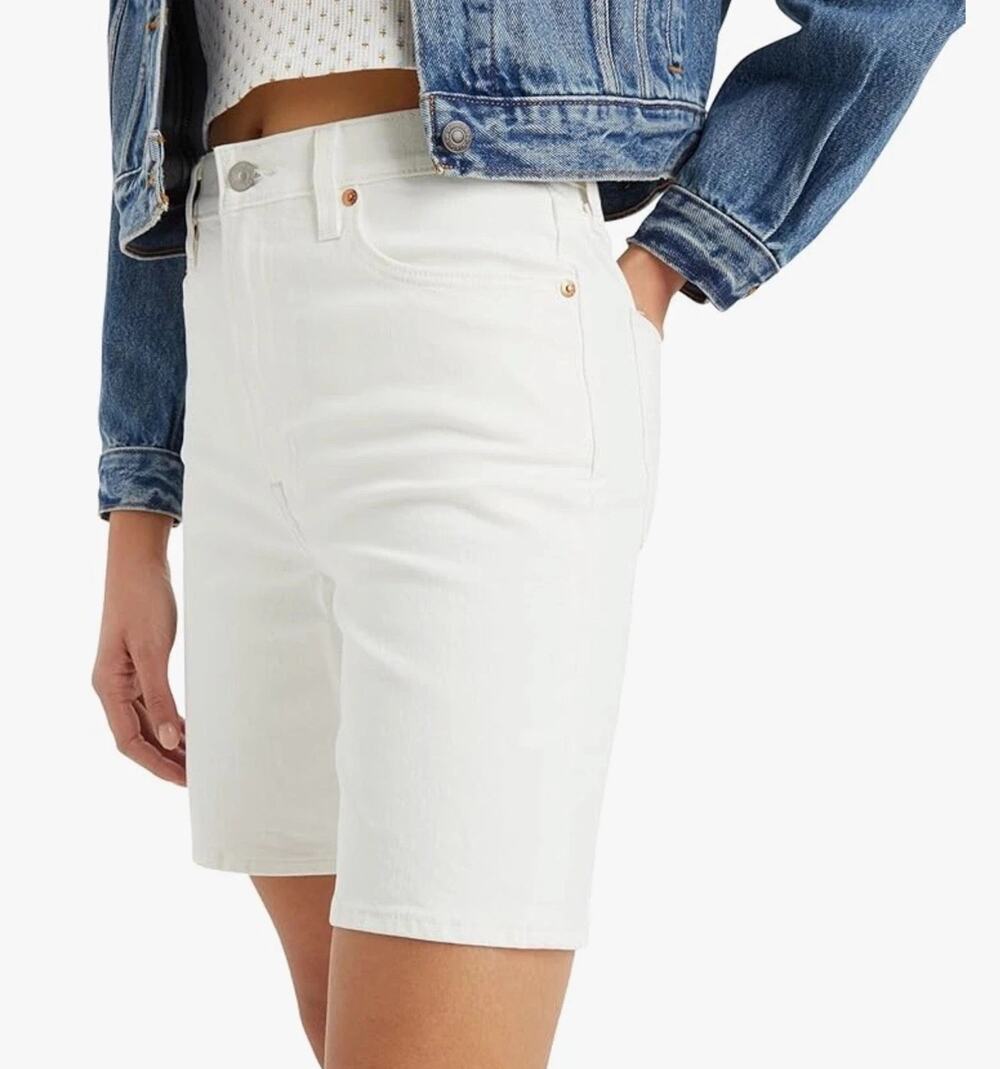 Levi's Premium Ribcage Bermuda Shorts Womens 23 White High Rise Denim NWT